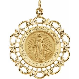 14K Yellow 25 mm Round Miraculous Medal  