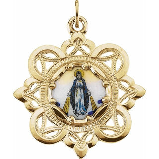 10K Yellow 26x26 mm Milagrosa Framed Enamel Pendant