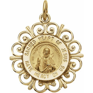 14K Yellow Sacred Heart of Jesus Medal