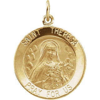 14K Yellow 18 mm Round Saint Theresa Medal