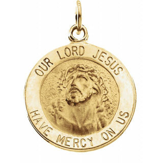 14K Yellow 15 mm Round Our Lord Jesus Medal
