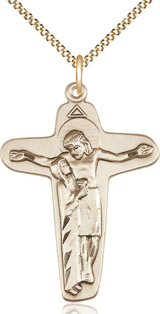 14kt Gold Filled Sorrowful Mother Crucifix Medal Catholic Jewelry