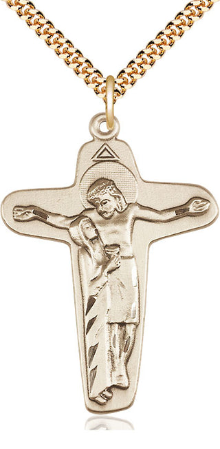 14kt Gold Filled Sorrowful Mother Crucifix Medal Catholic Jewelry