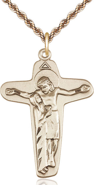 14kt Gold Filled Sorrowful Mother Crucifix Medal Catholic Jewelry