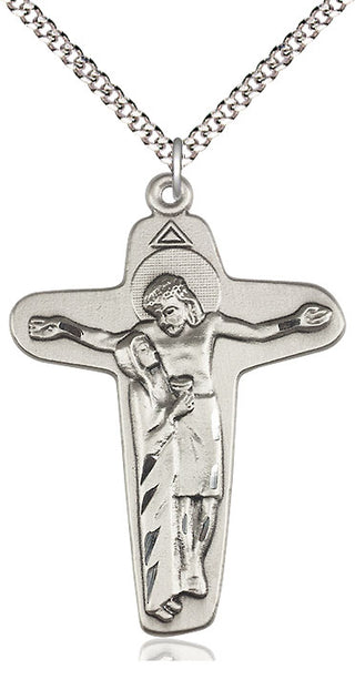 Pewter Sorrowful Mother Crucifix Medal Catholic Jewelry