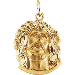 14K Yellow 19x14 mm Face of Jesus Pendant