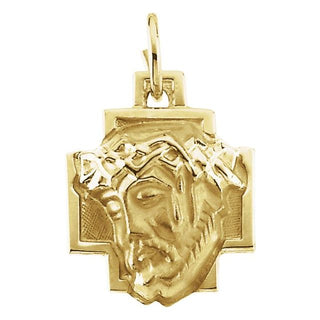 14K Yellow 24x23 mm Face of Jesus Pendant