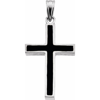 Sterling Silver & Black Epoxy 24x16 mm Cross Pendant 