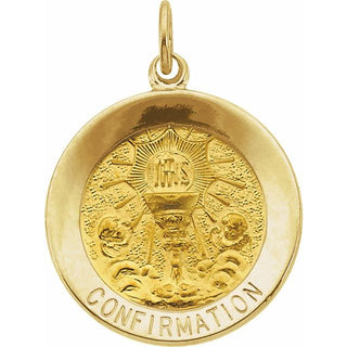 14K Yellow 15 mm Round Confirmation Pendant Medal