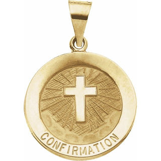 14K Yellow 18 mm Hollow Confirmation Medal