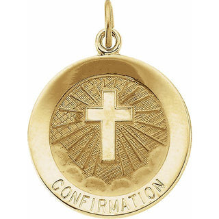 14K Yellow 15 mm Confirmation Medal with Cross