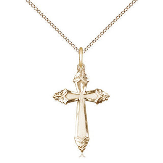 14kt Gold Cross Medal Engraved Catholic Saint Jewelry