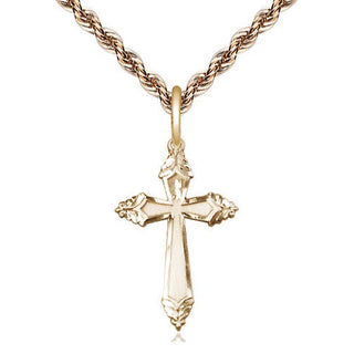 14kt Gold Cross Medal Engraved Catholic Saint Jewelry