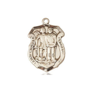 14kt Gold Filled Saint Michael the Archangel Police Shield Medal Engraved Catholic Saint Jewelry