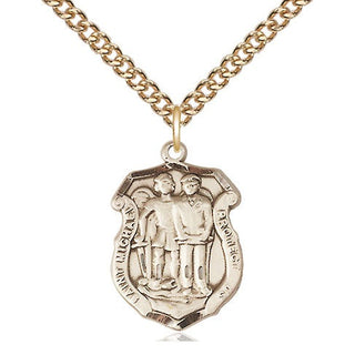 14kt Gold Filled Saint Michael the Archangel Police Shield Medal Religious Jewelry Engraved Catholic Saint Jewelry