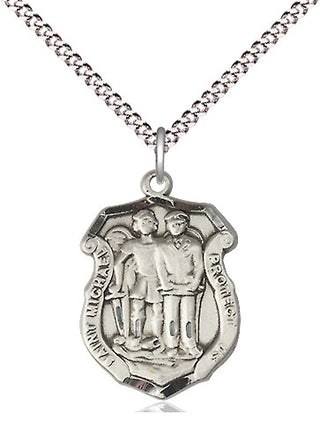 Sterling Silver Saint Michael the Archangel Police Shield Medal Religious Jewelry Engraved Catholic Saint Jewelry