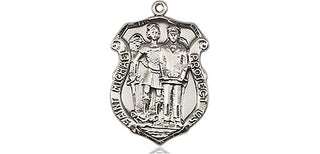 Pewter Saint Michael the Archangel Police Shield Medal Engraved Catholic Saint Jewelry