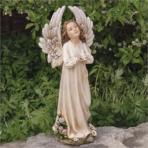 18.5-Inch Standing Angel With Dove Garden Statue - View 2