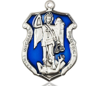 Pewter Saint Michael the Archangel Shield Medal Engraved Catholic Saint Jewelry