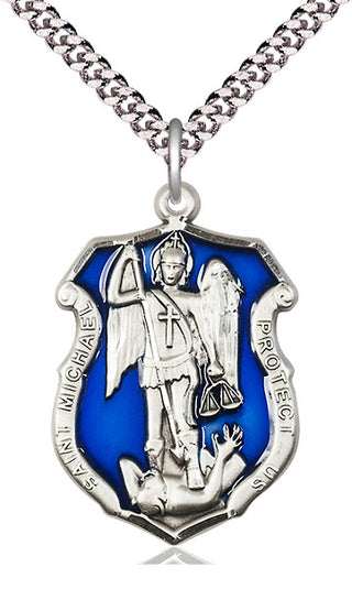 Pewter Saint Michael the Archangel Shield Medal Catholic Jewelry Engraved Catholic Saint Jewelry