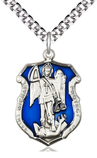 Pewter Saint Michael the Archangel Shield Medal Catholic Jewelry Engraved Catholic Saint Jewelry