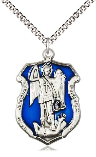 Pewter Saint Michael the Archangel Shield Medal Catholic Jewelry Engraved Catholic Saint Jewelry