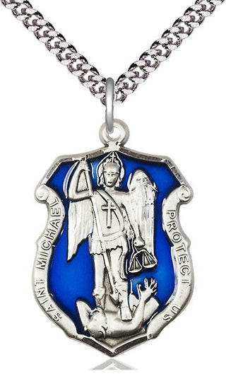 Pewter Saint Michael the Archangel Shield Medal Catholic Jewelry Engraved Catholic Saint Jewelry