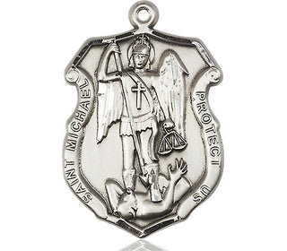 Pewter Saint Michael the Archangel Shield Medal Engraved Catholic Saint Jewelry