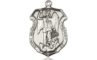 Pewter Saint Michael the Archangel Shield Medal Engraved Catholic Saint Jewelry