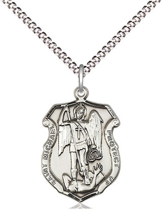 Pewter Saint Michael the Archangel Shield Medal Religious Jewelry Engraved Catholic Saint Jewelry