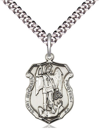 Pewter Saint Michael the Archangel Shield Medal Religious Jewelry Engraved Catholic Saint Jewelry