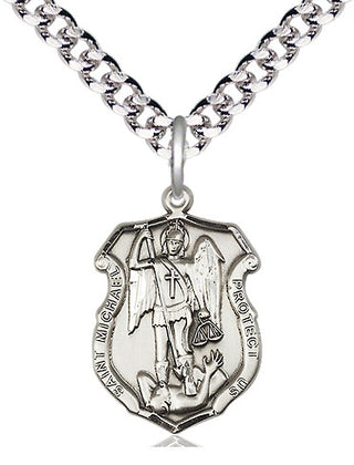 Pewter Saint Michael the Archangel Shield Medal Religious Jewelry Engraved Catholic Saint Jewelry