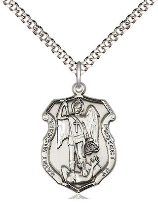 Pewter Saint Michael the Archangel Shield Medal Religious Jewelry Engraved Catholic Saint Jewelry