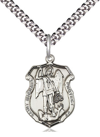 Pewter Saint Michael the Archangel Shield Medal Religious Jewelry Engraved Catholic Saint Jewelry