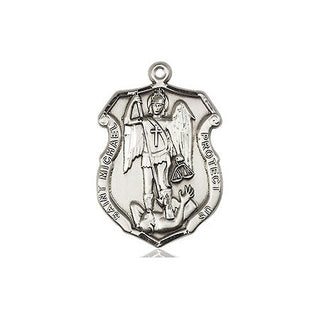 Sterling Silver Saint Michael the Archangel Shield Medal Religious Jewelry Engraved Catholic Saint Jewelry