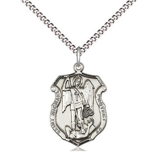 Sterling Silver Saint Michael the Archangel Shield Medal Religious Jewelry Engraved Catholic Saint Jewelry