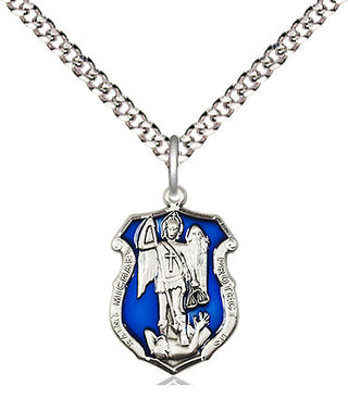 Pewter Saint Michael the Archangel Shield Medal Religious and Catholic Jewelry Engraved Catholic Saint Jewelry