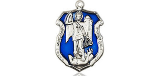 Sterling Silver Saint Michael the Archangel Shield Medal Religious and Catholic Jewelry Engraved Catholic Saint Jewelry