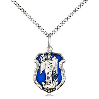 Sterling Silver Saint Michael the Archangel Shield Medal Religious and Catholic Jewelry Engraved Catholic Saint Jewelry