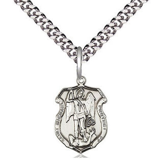 Pewter Saint Michael the Archangel Shield Medal Religious and Catholic Jewelry Engraved Catholic Saint Jewelry