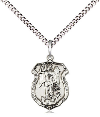 Sterling Silver Saint Michael the Archangel Shield Medal Religious and Catholic Jewelry Engraved Catholic Saint Jewelry