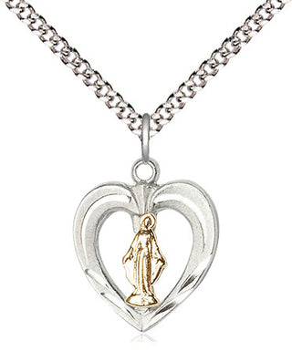 Two-Tone GF/SS Heart / Miraculous Medal | Small