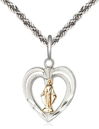 Two-Tone GF/SS Heart / Miraculous Medal | Small