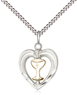 Two-Tone GF/SS Heart / Chalice Medal Religious and Catholic Jewelry