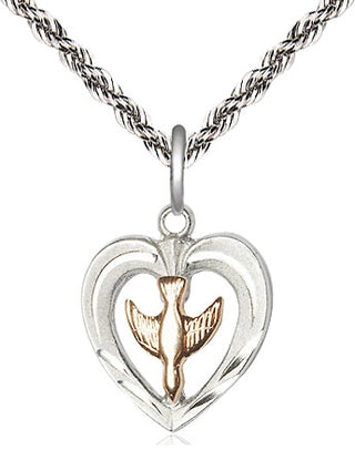 Two-Tone GF/SS Heart / Holy Spirit Medal | Small