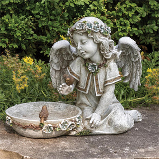 10.75-Inch Solar Angel Bird Bath Garden Statue