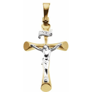 14K Yellow/White 24x16 mm Crucifix Pendant 