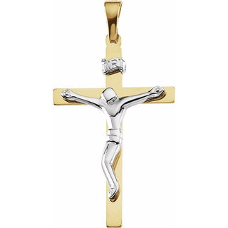 14K Yellow/White 28.5x19 mm Crucifix Pendant