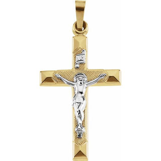 14K Yellow & White 25x17 mm Hollow Crucifix Pendant