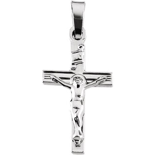 14K White 17.5x11 mm Crucifix Pendant